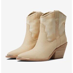 Dolce Vita Light Beige Short Ankle Cowboy Boots
